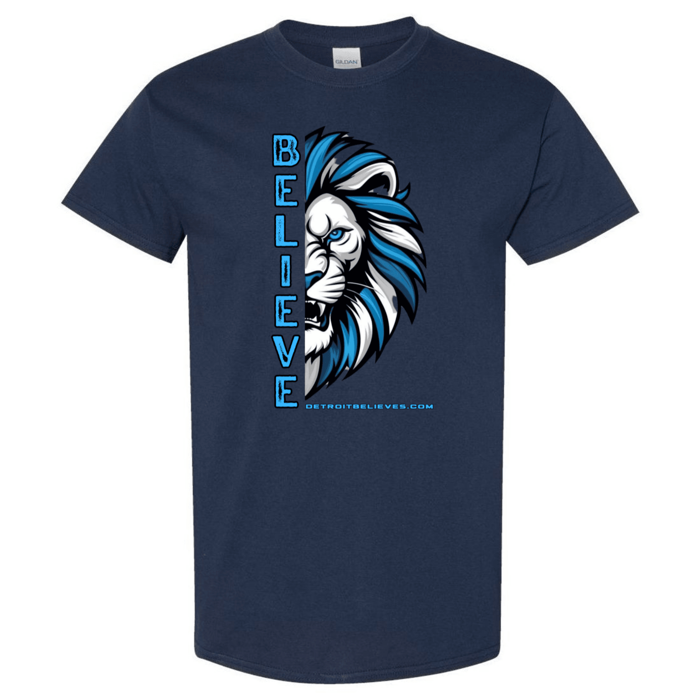 BELIEVE LION HEAD Detroit Football Mens T-Shirt