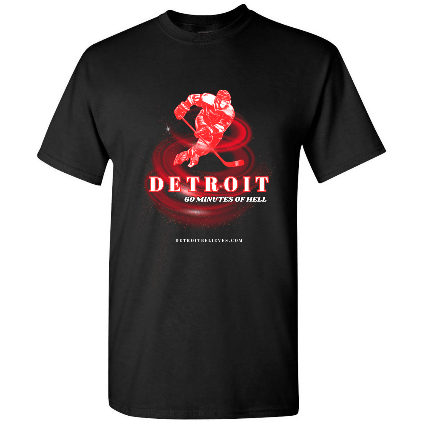 60 MINUTES OF HELL Detroit Hockey Mens T-Shirt