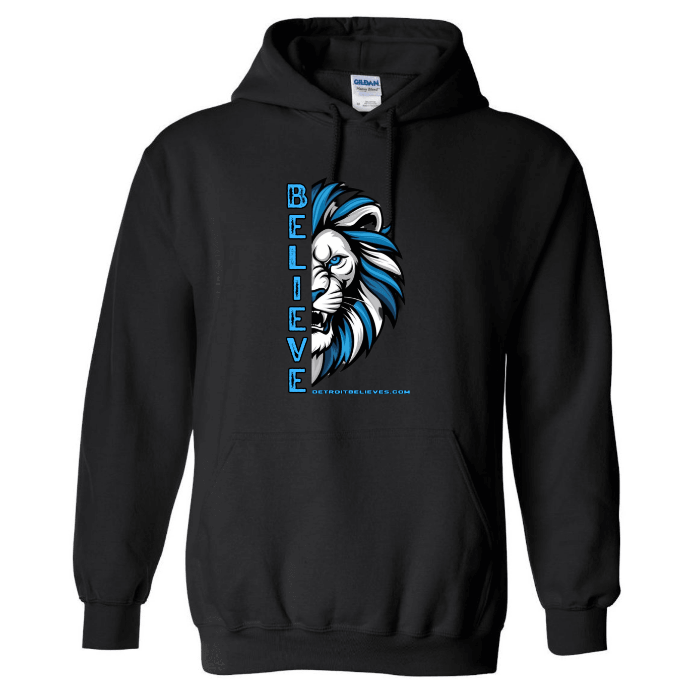 BELIEVE LION HEAD Detroit Football Mens Hoodie