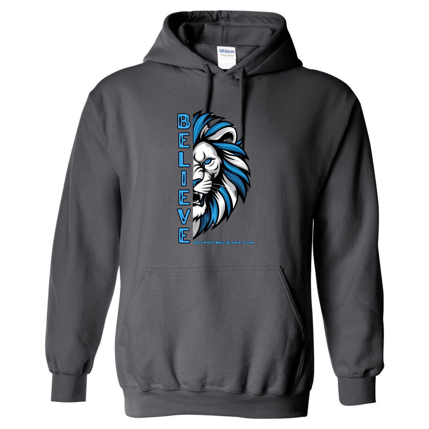 BELIEVE LION HEAD Detroit Football Mens Hoodie