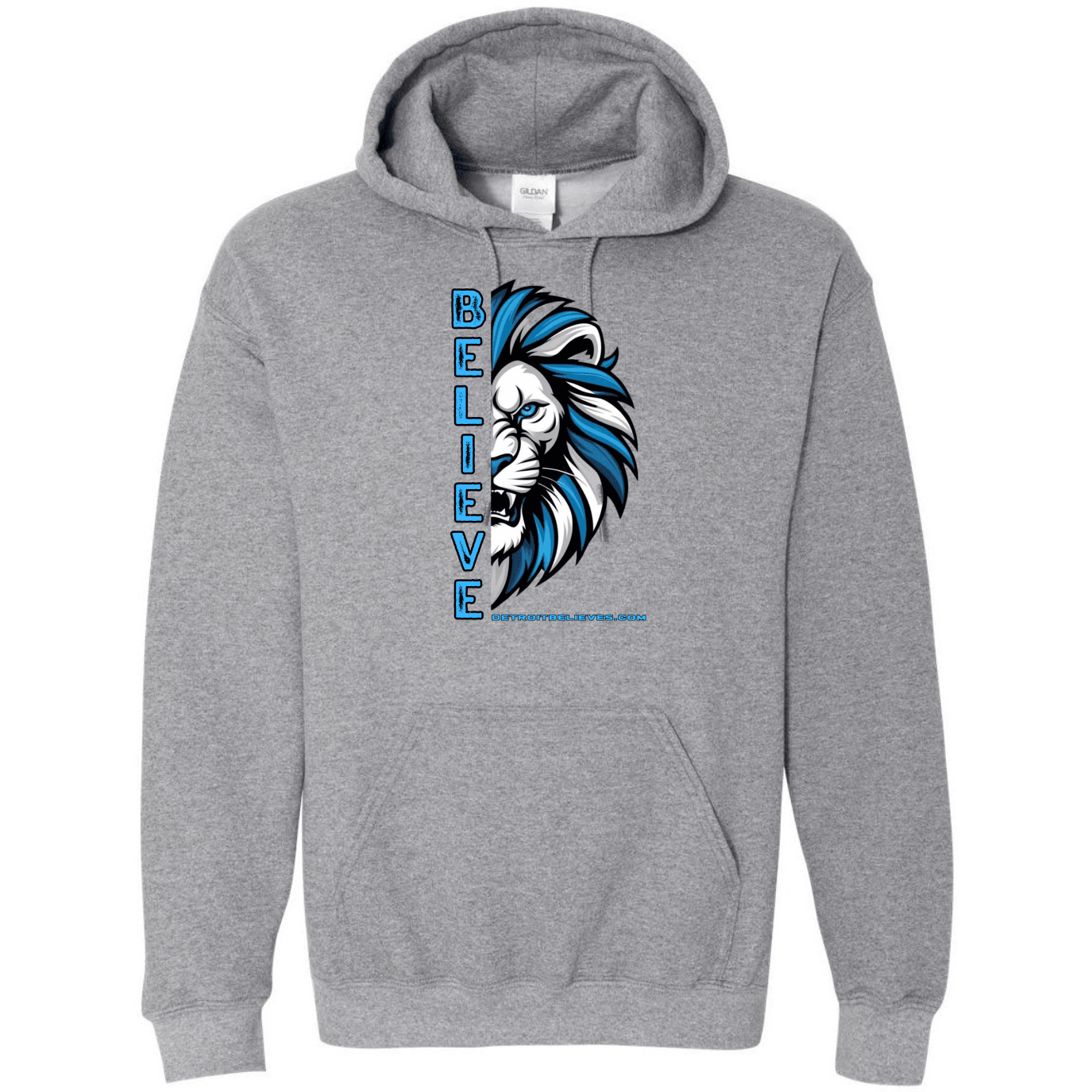 BELIEVE LION HEAD Detroit Football Mens Hoodie