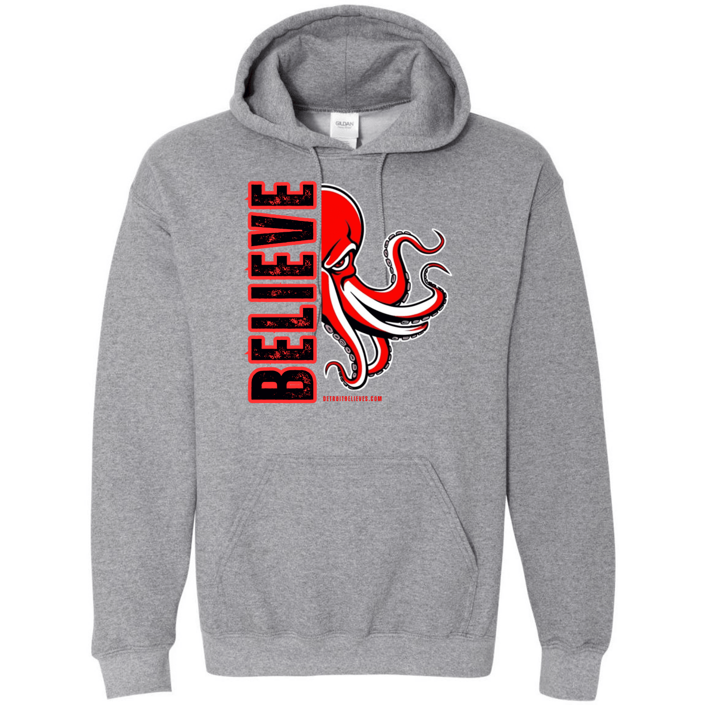 BELIEVE OCTOPUS Detroit Hockey Mens Hoodie