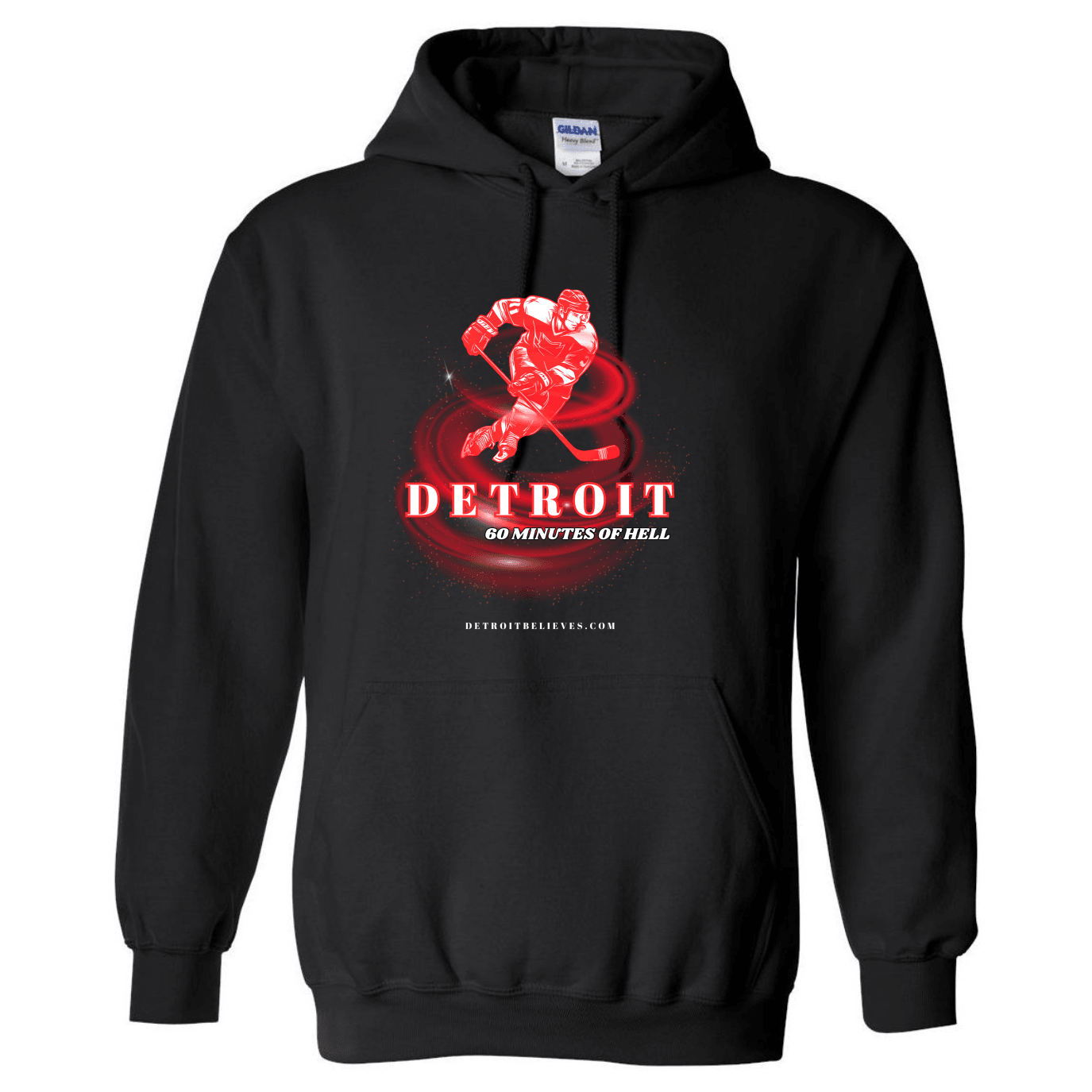 60 MINUTES OF HELL Detroit Hockey Mens Hoodie