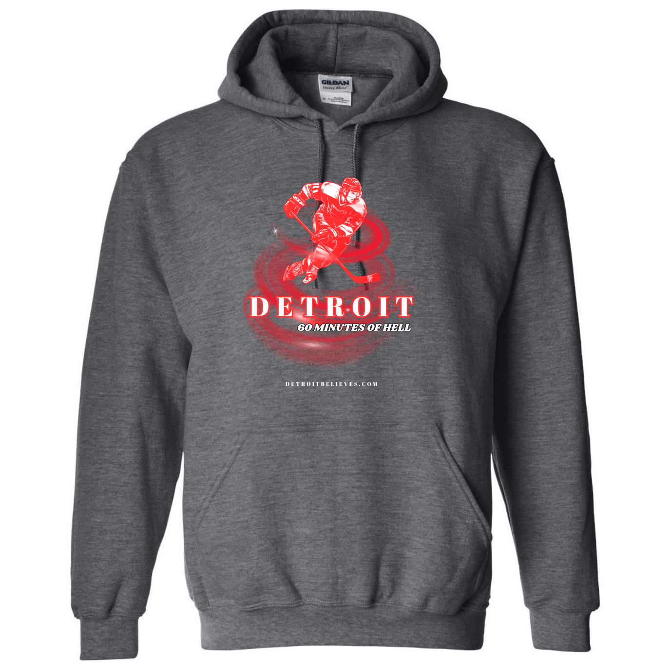 60 MINUTES OF HELL Detroit Hockey Mens Hoodie