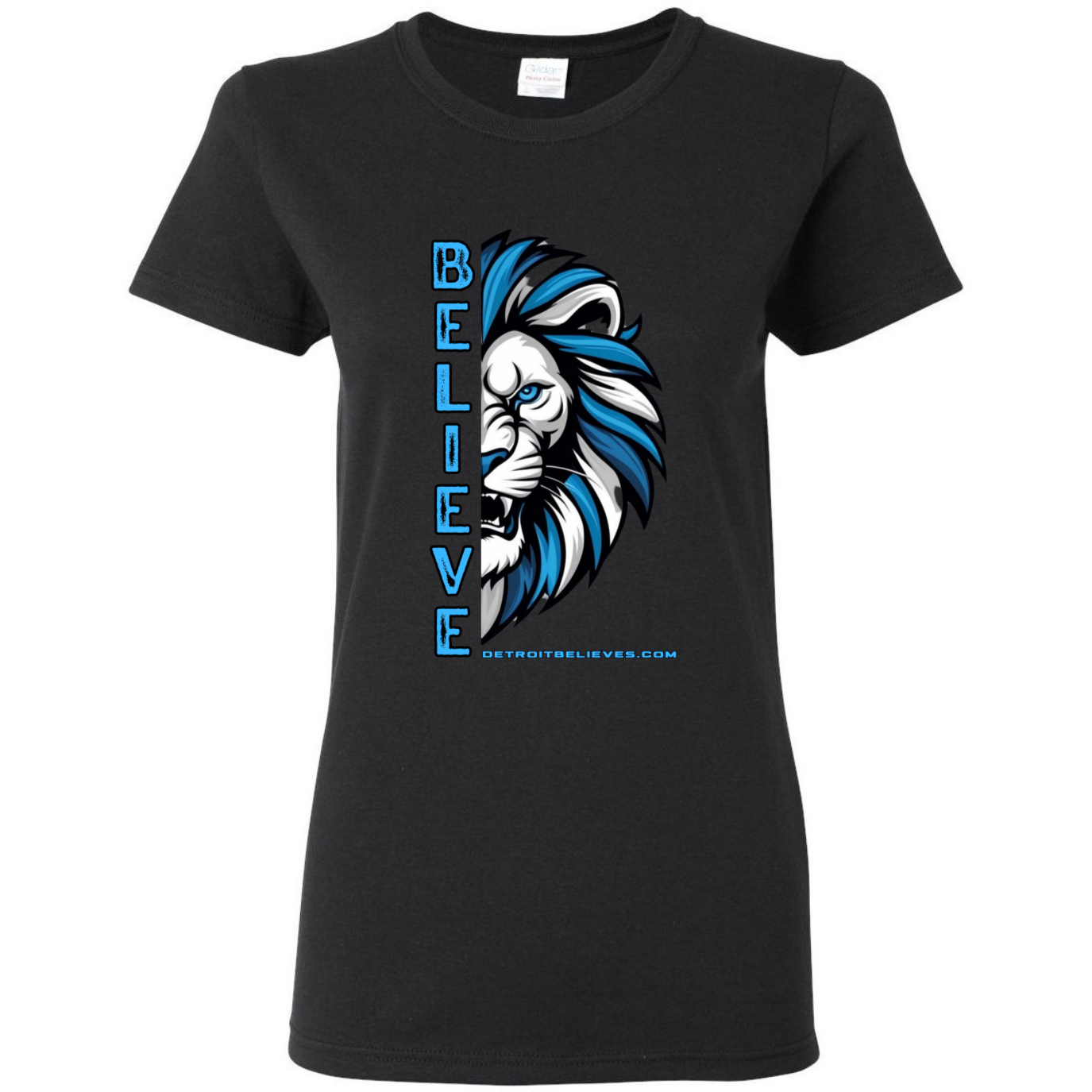 BELIEVE LION HEAD Detroit Football Womens T-Shirt