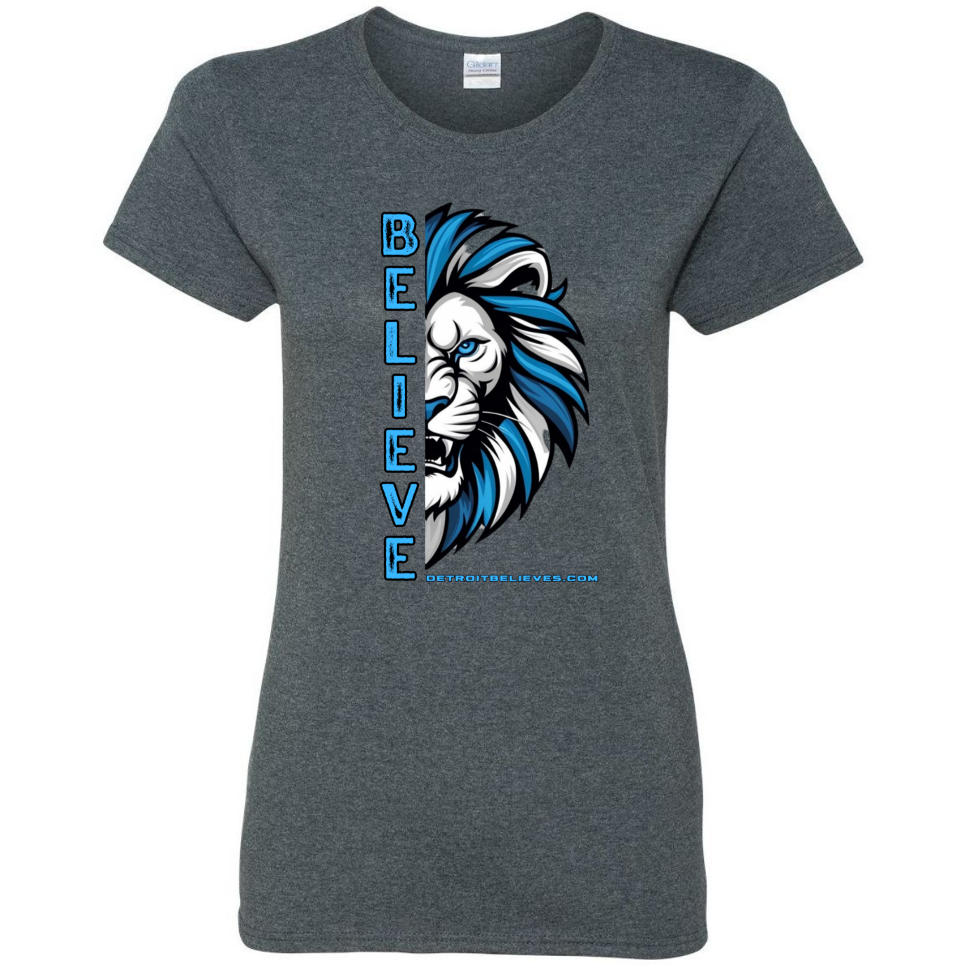 BELIEVE LION HEAD Detroit Football Womens T-Shirt