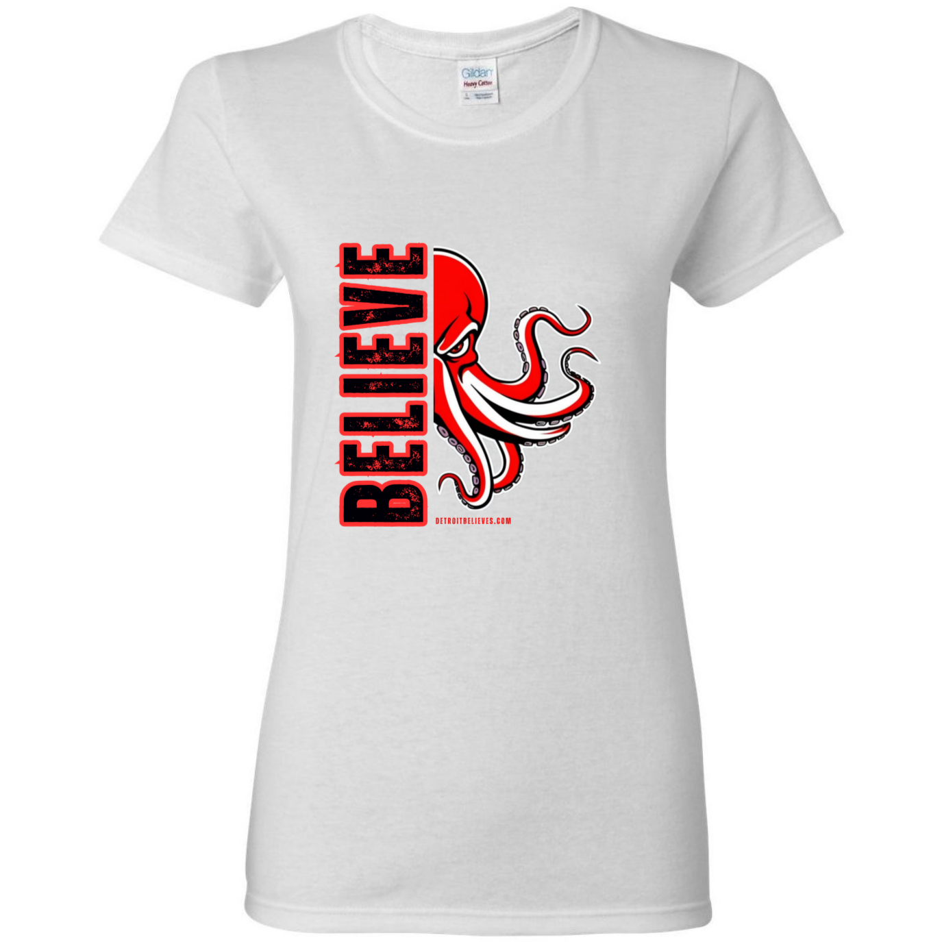 BELIEVE OCTOPUS Detroit Hockey Womens T-Shirt