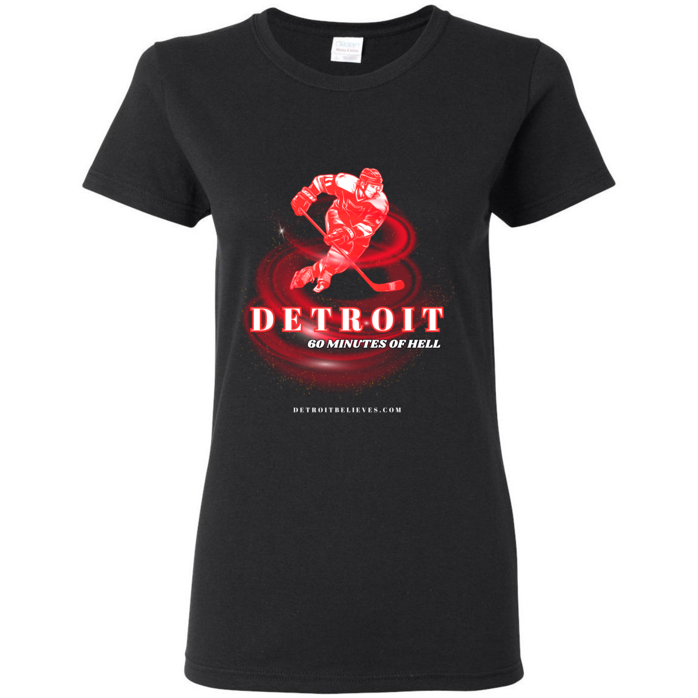 60 MINUTES OF HELL Detroit Hockey Womens T-Shirt