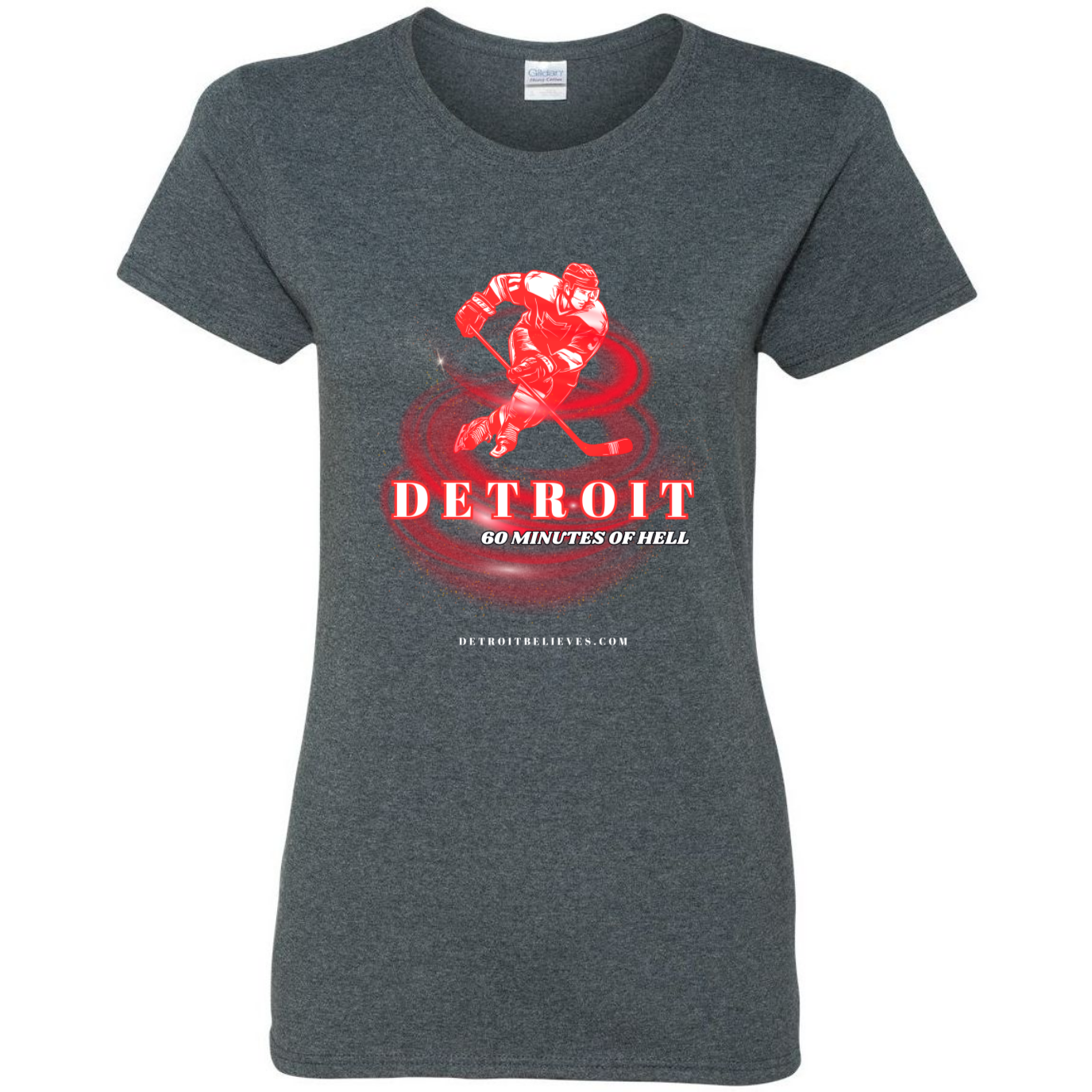 60 MINUTES OF HELL Detroit Hockey Womens T-Shirt